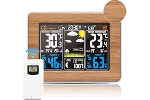 VORRINC Stazione Meteo Automatica Digitale Wireless Meteorologica con Ampio Schermo LCD Display Sveglia,Stazione Meteorologica con Wireless Sensore,Tempo Data Temperatura umidità Previsioni di Tempo
