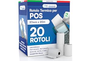DNK TRADE, 20 Rotoli pos in carta termica di alta qualità 57x20 metri, ideali per i dispositivi POS Nexi, Nexa, Sumup e altri dispositivi POS compatibili. (20)