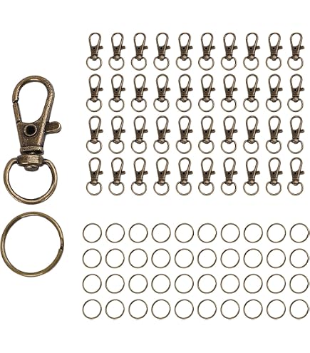 50 Pezzi Moschettoni Girevoli Con Anello Portachiavi In Metallo - 32mm - Artiglio Nero Per Borse, Gioielli Fai Da Te E Cordini - 3
