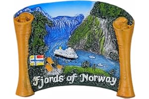 WEDAREGO Calamita da frigorifero 3D Fjords of Norway, idea regalo, in resina, fatta a mano, per frigorifero Norvegia, collezione di decorazioni per casa e cucina