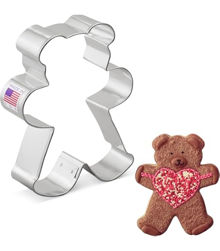 Stampini per Biscotti a Forma di Orsacchiotto, in Acciaio Inox, Banda stagnata, Stainless Steel, 7 cm
