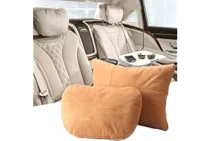 Kwak's zestaw poduszek na zagłówek, Maybach Design S klasa, super miękka poduszka na zagłówek samochodowy, podparcie lędźwiowe, poszewka ze sztucznego zamszu PP, bawełniana wypełniona poduszka (brązowa)
