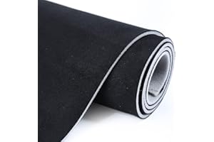 Laisiyi Automotive Headliner Materials Foam Faux Suede Marine Home Auto Upholstery Fabric Roof Lining DIY Replace Recover Solution Sagging Fade Dirty Interior Trim (Black, 108" x 60")