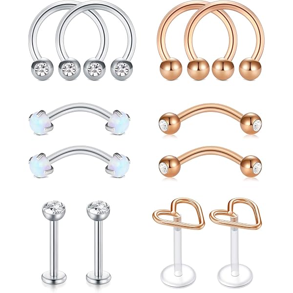 Set Di Piercing Al Naso In Acciaio Chirurgico Da Donna Helix Septum Hoop Tragus Opal Cz Ear 9pcs  S2 534572888