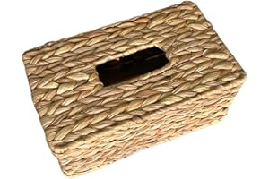 Qinlenyan Housse de boîte à mouchoirs en style ferme - Conteneur à mouchoirs tissé à la main - Porte-mouchoirs en osier - Distributeur de serviettes pour table, salle de bain, bureau - Rustique Brun