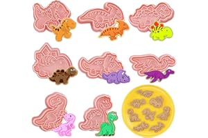YISKY Emporte forme Dinosaure, 8 Pièces Patisserie Biscuit Moule, 3D Moule Biscuit, Moule Animaux Cookie, Emporte pièce enfants, pour Biscuit, Pâtisserie, Fondant, Décoration de Gâteau (D)