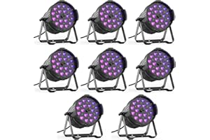 GdjRttk 8PCS Zoom Regolabile 105W Luci del Palcoscenico, Luci Par RGBWA+UV 6 in 1 LED con Attivazione del Suono e Controllo DMX, Luce di Scena per Spettacoli di bar da concerto Club Matrimoni