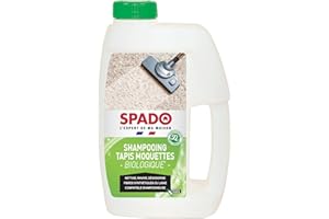 SPADO - Shampooing tapis moquettes biologique - Nettoie, ravive et désodorise - Pour fibre synthétique ou laine - Compatible shampooineuse - bouchon doseur - 1 L - Fabriqué en France