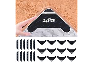 BOYIGOG 24Stück Teppich Antirutschunterlage, 12 Dreiecke+12 Trapezoide Antirutschmatte für Teppichs, Dreieck Rutschmatte für Teppichunterlage Waschbarer Wiederverwendbarer, Aufkleber Starke Klebrigkeit