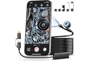 XIEANDKONG 1920P HD Endoscopio Cámara de Inspección, Cámara endoscópica con 8 Luces LED IP67 para Android e iOS, iPhone, iPad, Samsung (32,8 ft/10 m)