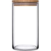 PAŞABAH&Ccedil;E 43463 Bamboo Ahşap Kapaklı Cam Kavanoz, Şeffaf, 1.48 Litre