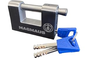 Magmaus® RTL/80 Cadenas sécurisé ultra-résistant 3 clés [Acier inoxydable] résistant aux intempéries - Idéal pour container, portail, garage