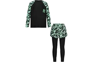 Doomiva Enfant Garcon Maillots de Bain Manches Longues Rash Guard Haut + Pantalon Ensemble de Bain de Surf Tenue Plage 3-14 Ans