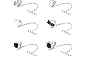 Morfetto 6pcs Épingle à Cravate avec Chaîne pour Hommes Tie Tack Clutch Tie Nails - Type intéressant pour Mariage Anniversaire Anniversaire Accessoire d'affaires