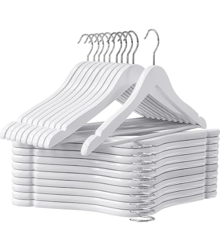 30 Cintres En Bois ABHENG - Robustes, Crochet Pivotant 360°, Antidérapants - Pour Armoire, Naturel