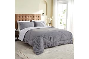 beeweed Edredón 135 x 200 cm para Cama 80, Edredón Reversible, Edredón de Verano, Relleno de 200 gr/m², Edredón de Microfibra, Edredón de Verano Ligero de 135 x 200 cm, Gris/Gris Claro