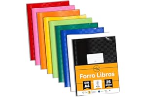 perfect line • 25 forro libros, funda plastico A4 con superficie texturizada, 9 colores diferentes, forro para libros de colores de PP reciclable, forros libros escolares, fabricado en europa