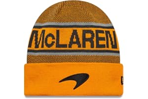 New Era McLaren F1 Official Winter Beanie Hat, Orange and Black, 2025 Team Collection