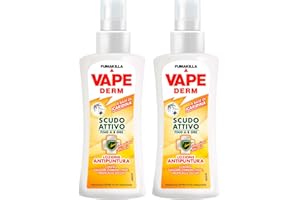 EUROCALI 2x Vape Derm Scudo Attivo Lozione Antipuntura a Base di Icaridina contro Zanzare e Zecche Fino a 8h Presidio Medico Chirurgico Dermatologicamente Testato - 2 Flaconi da 100ml