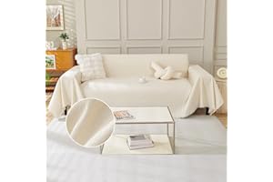 TAOTAOGO Sofa Cover 2 3 Seater Chenille Corner Sofa Slipcover Washable L Shape Sofa Covers Sectional Couch Cover with Tassel Furniture Protector for Pet Loveseat Futon Cover F Beige 180x300cm