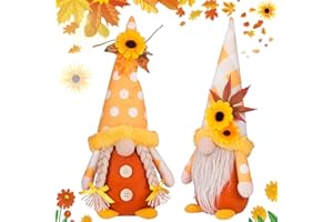MAIBAOTEMBT Thanksgiving Automne Décorations en Peluche, 2 Pièces Automne GNOME Peluche Elfe Décoration, Nain en Peluche Mignonne Décorations, Thanksgiving Cadeau pour la Maison, Le Salon, la Fête (M1)