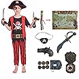 Rabtero Kid's Pirate Costume,Deluxe Pirate Role Play Dress Up Set with Plenty of Toys for Boys and Girls