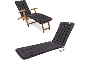 ‎HAVE A SEAT LIVING HAVE A SEAT Living - Auflage für Deckchair 180x50 cm - Bequeme Liegestuhl Auflage, 8 cm Dick - Waschbar bis 95°C, Orthopädisch, Wetterfest - Made in Germany (180x50 cm, Grau/Anthrazit)