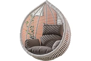 Yadlan Coussin Fauteuil Suspendu Exterieur Jardin, Lavable Coussin de Chaise Suspendue Oeuf, éPais Impermeable Coussin pour Hamac Suspendu avec Dossier Appuie-TêTe Accoudoirs Grey
