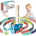 71Nmly Domino Train Toy Set with 100PCS Blocks Automatic Domino Laying Electric Train for 3 4 5 6 7 Years Old,Dominoes game Stacking Toy Blocks Dominoes Rally Train Sets for Boys Girls Kids