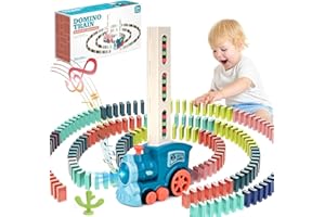 71NMLY Domino Zug Spielzeug Set mit 100 PCS Domino Blöcken,Automatisches Domino-Verlegen mit Licht und Ton Elektrischer Zug,Domino Rallye Spielzeug Elektrostapel Spielzeug für Kinder