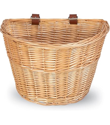 Panier Vélo En Osier Tressé Main – Avec Sangles Cuir, Prêt à Fixer Sur Guidon Ou Scooter – Marron - 7