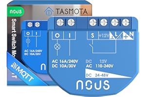 NOUS WiFi Smart Switch Modul mit Tasmota, AC 16A/DC 10A, ESP32, Temp Sensor, Matter & MQTT Unterstützung, 1 Kanal, Trockenkontakte, Kompatibel mit Alexa, Home Assistant, Google Home, Apple Home Kit