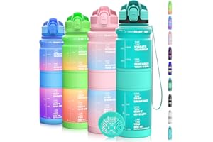 Coolfel Borraccia 1 litro/500ml, Bottiglia d'acqua Motivazionale con Segni di Tempo, Borraccia Palestra A Prova di Perdita senza BPA Plastica per Bambini, Scuola, Ciclismo Sportiva, Sport