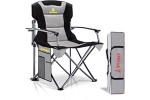 Symino Chaise Pliante Camping Max de 150kg avec Accoudoirs - Fauteuil Pliable pour Jardin/Pêche/Extérieur Grau