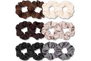VENUSTE Scrunchies for Women, Premium Satin Softer Than Silk, Bobbles Hair Bands for Women's Hair Accessories, 12 Pack (Neutral Colors)
