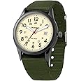 cicininc Expedition Scout Wrist Watch for Men Women 38mm Rugged Outdoor Wind Up Military 30M Waterproof Analog Watches, Everyday Quartz Wristwatch for All, Green Beige, Modern