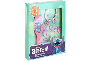 TDL 11pc Lilo and Stitch Beauty Set Girls Jewellery & Hair Accessories Kit Pink Gift Set Dress Up Hairbrush Bracelets Scrunchies Charms