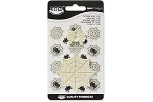 PME JEM Moule Pop-it pour Décoration de Fondant Halloween - Araignée et Toile, Ecru