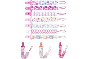 MYSTIQUT 10PCS Dummy Clips Girl, Baby Dummy Clip Pacifier Clips, Baby Soother Chains Pacifier Holder Clips Universal Design Soother Clips for Baby Teething Toys Baby Shower Newborn Essentials