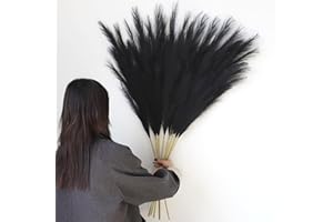 Larber 8 pcs Faux Pampas Grass 113CM, Soffice Erba Artificiale Pampas Falso Erba Pomposa per Vaso Home Wedding Decor (nero)