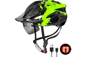 ‎RAMOKEY RaMokey Fahrradhelm mit Licht für hohe Sicherheit - Urban Helm, Fahrradhelm für Herren Damen mit Abnehmbarer Magnetische Schutzbrille Visier, Fahrrad Helm mit 18