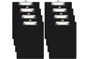 DONGLI (Paquete de 8) A4 Portapapeles con Pinza,Clipboards con Agujero Colgante para Aulas, Oficinas(Negro)