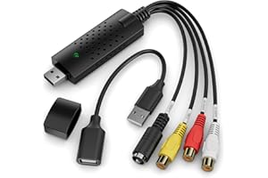 DigitPro Convertitore Video, Convertitore Audio RCA a USB, Scheda di Acquisizione Video USB 2.0, Converti VHS, VCR, Mini DV, Hi8, DVD per MAC/PC