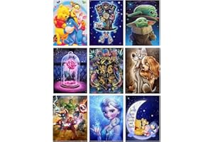 AIKEWO 9 Pack Diamond Painting Kits for Adults，5D DIY Anime Diamond Art for Kids Full Drill Crystal Rhinestone Diamond Art Kits for Gift and Home Wall Decor 12x16Inch