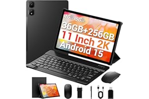 MAXLEGEN Tablet 11 Pulgadas, Pantalla 2K FHD, 36GB RAM+256GB ROM/1TB TF, 4G LTE SIM+5G WiFi, Android 14 Octa-Core 2.0GHz Tableta, 8MP+13MP/GPS/9580mAh, Tablet con Teclado/Ratón/Funda/Auricular/Lapiz