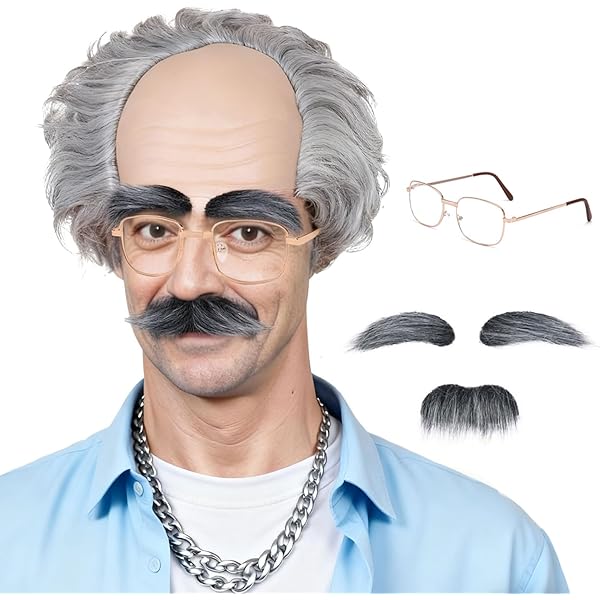 Oude opa set pruik snor en bril grijs Goedkoop
