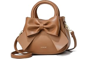 NICOLE & DORIS Women's Cute Crossbody Satchel Handbag, Small Size 22cm x 9cm x 17cm, PU Leather, Top Handle, Bowknot, 4 Compartments, 12 Month Warranty