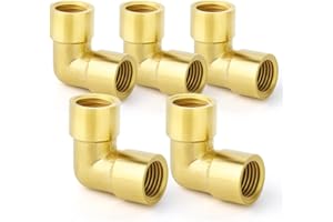 ERGAOBOY 5 uds 1/4 "BSP latón hembra a hembra codo de 90 grados conector de tubería, apto para conexión de tubería