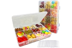 LAifu Snackle Box 2 Pack, Snack Box with Compartments, Plastic Stackable Organizer Container Craft Box with 24 Removable Grids Compartments for Jewelry, Crafts, Beads and Small Parts