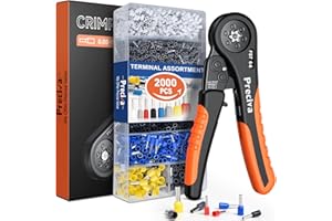 Alicates Terminales hexagonal,Preciva Alicate hexagonal de trinquete ajustable,se utiliza para extremos de cable de 0.08-10 mm² con 2000 Pcs conector de cable